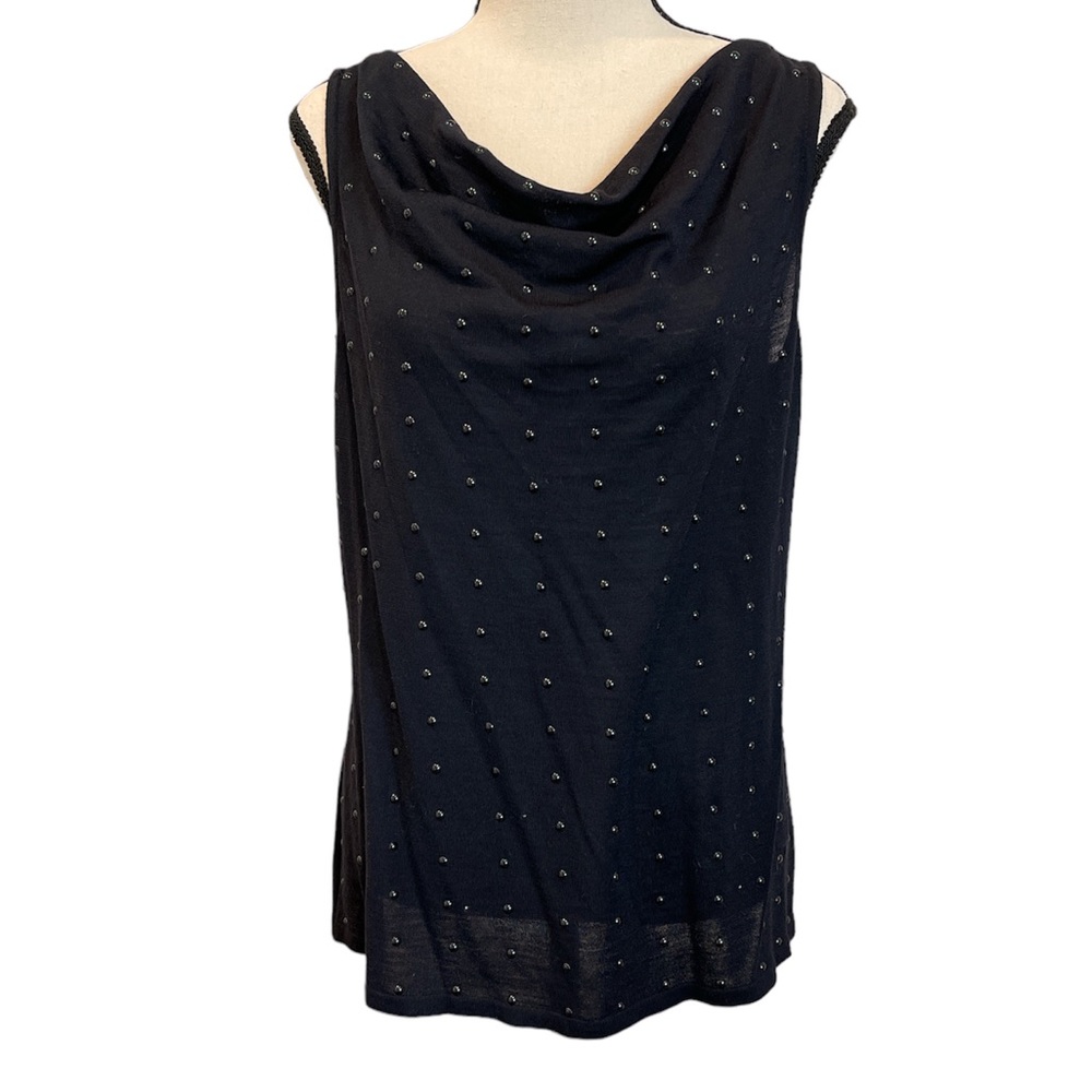 ⭐️LAST CALL⭐️ St. John | NWTs black beaded tank top Sz M